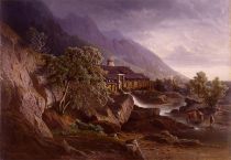 Anton Karinger (1829–1870): Fužina v gorski dolini 
(vir: Wikipedija, hrani Gornjesavski muzej Jesenice) title=