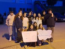 Sprejem francoskih učencev ob prihodu v Lovrenc. title=